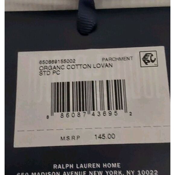 Ralph Lauren LOVAN JACQUARD Organic Cotton Two Standard Pillowcases PARCHMENT - Picture 10 of 10